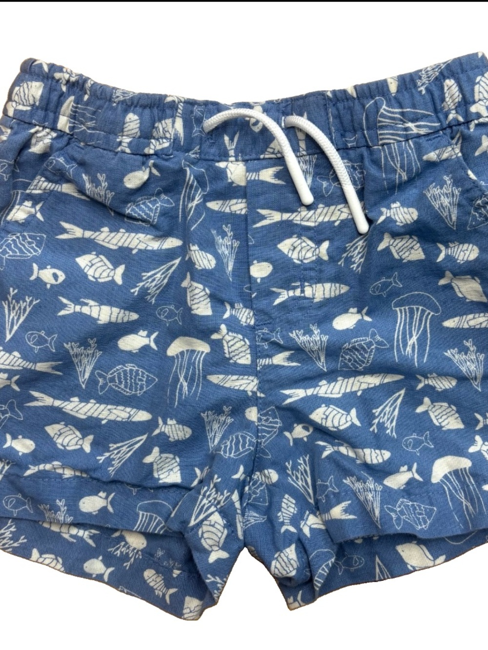 Boys Janie & Jack Ocean Fish Print Linen Shorts